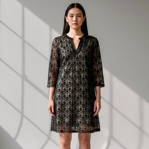 🌻Milly of New York Black Patterned Tunic Dress Women's Size 6